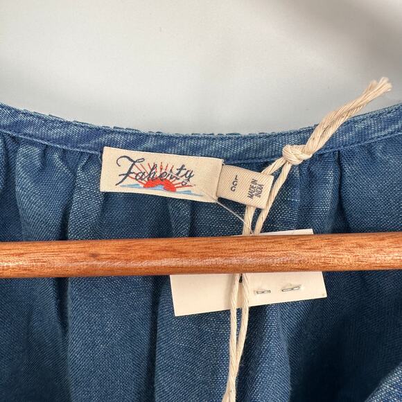 FAHERTY NWT Ojai Chambray Linen Blend Blue Tiered Maxi Dress // L - Picture 7 of 12